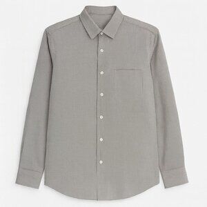 Stylish Gray Pinstripe Button-Up Shirt | XL | Versatile Holiday Outfit